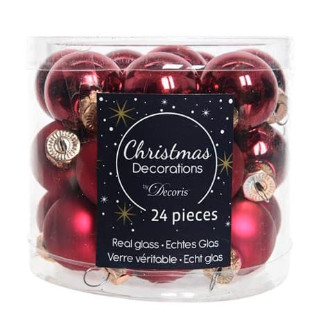 Decoris Season Bordeaux Mini Christmas bauble set - 24 pcs