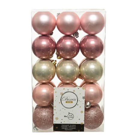Decoris Season Pink Christmas bauble set - 30 pcs