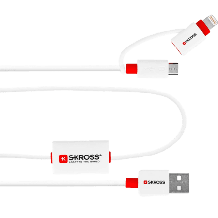 Skross Buzz 2in1 Charge'n Sync Alarm USB-A 2.0 to Lightning & USB Micro - 1 m