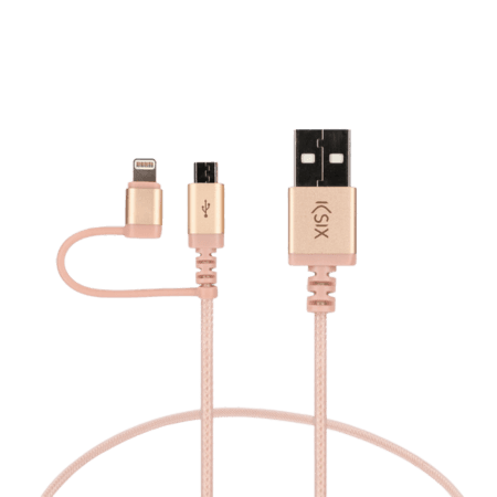 KSIX USB-A to Lightning + Micro-USB - 1m
