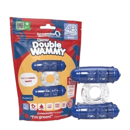 Screaming O Wow Double Whammy Vibrating Ring – Blue