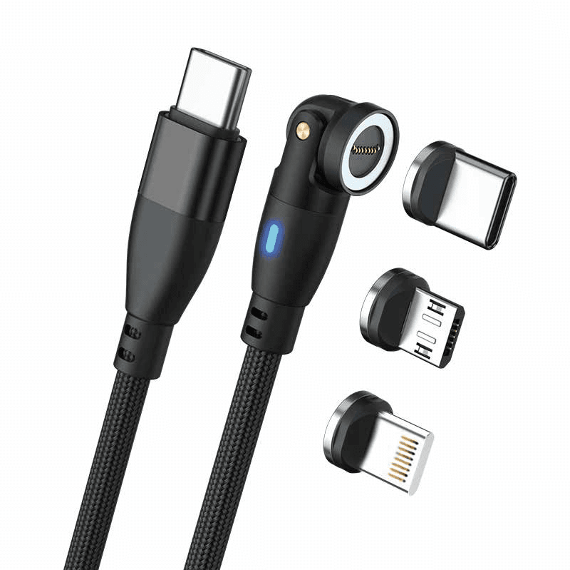 RealPower Magnetic cable 100 Watt,1m,black mit Adaptern