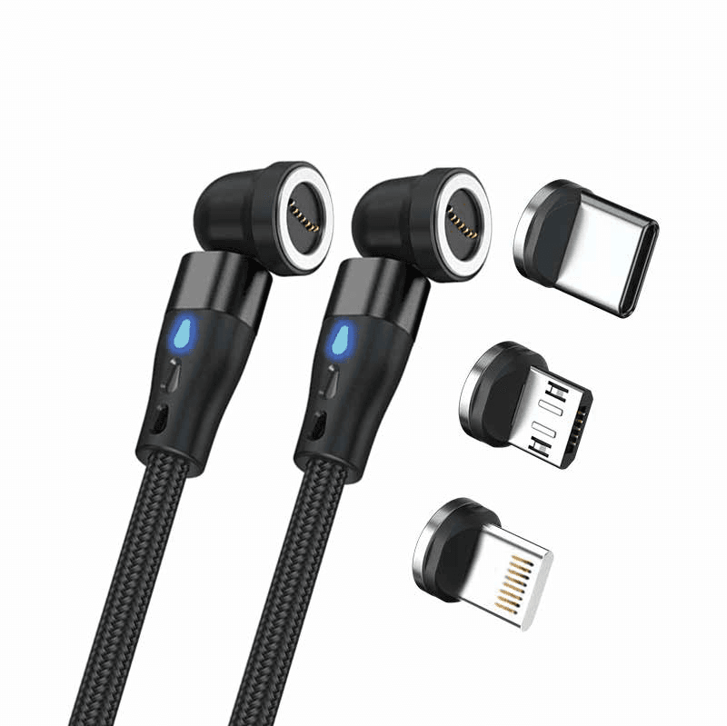 RealPower Magnetic cable,1m,2x magnetisch,schwarz mit Adapte