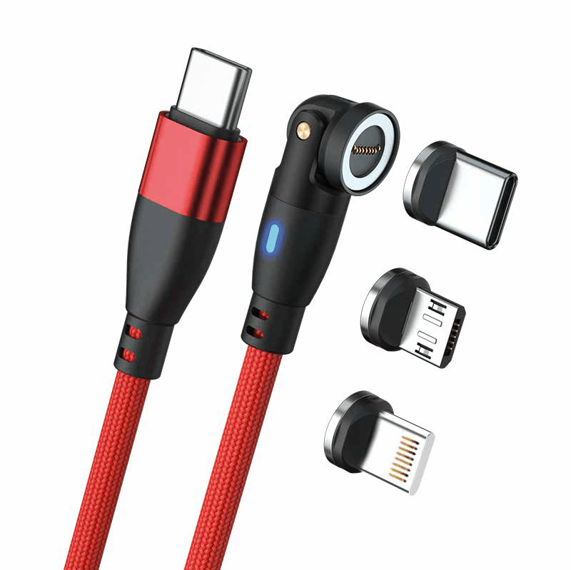 RealPower Magnetic cable 100 Watt,1m,rot mit Adaptern