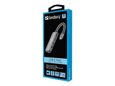 SANDBERG USB-C Dock HDMI+3xUSB+PD 100W