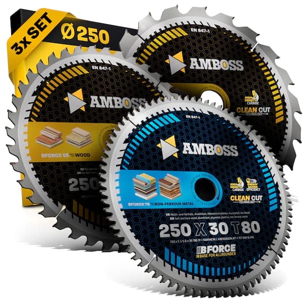 Amboss Ø250 Hand- Kreissägeblatt Set passend für Mafell Erika 85 EC, Dewalt DWE 7492 uvm.