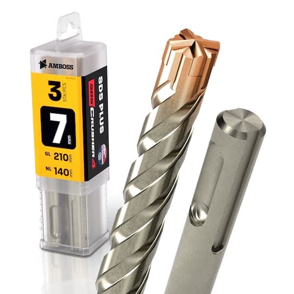 3x Bohrer SDS Plus Schaft - Ø:7 mm - GL: 210 mm