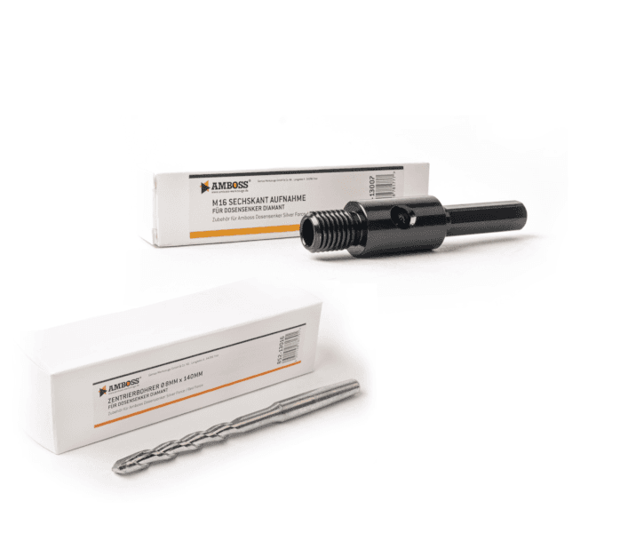 Amboss 6-kant Adapter M16 inklusive Zentrierbohrer und Auswurfkeil für Dosensenker, Bohrkronen