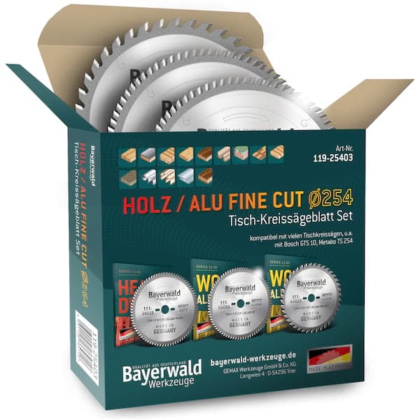 Bayerwald Kreissägeblatt Set 254 kompatibel mit Bosch GTS -PTS 10 - Feinschnitt Spezial