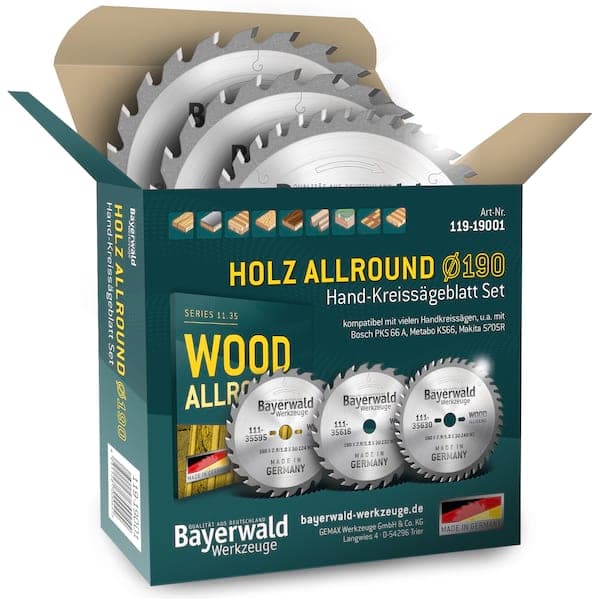 Bayerwald HOLZ ALLROUND Ø190 Hand-Kreissägeblatt Set