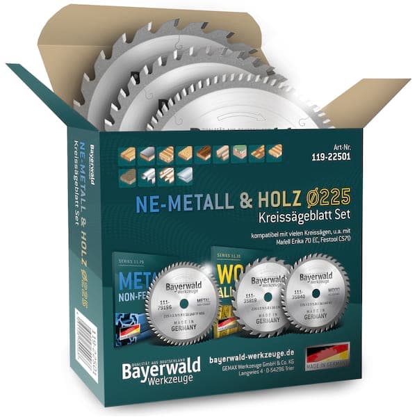 Bayerwald NE-METALL & HOLZ Ø225 Hand-Kreissägeblatt Set