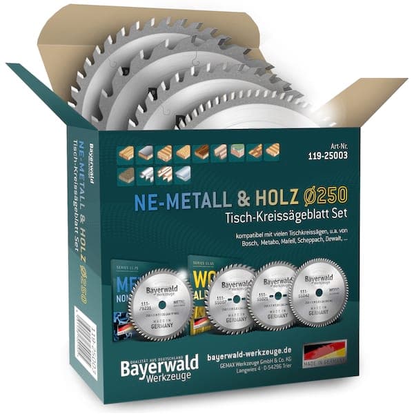 Bayerwald NE-METALL & HOLZ Ø250 Tisch-Kreissägeblatt Set