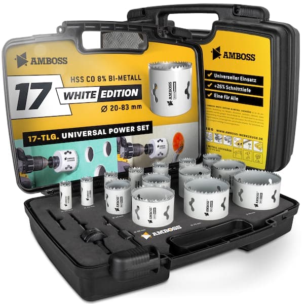 Amboss BiMetall Lochsägen Set White Edition 17 - M42 Power Set 17tlg. Ø20 bis 83 mm