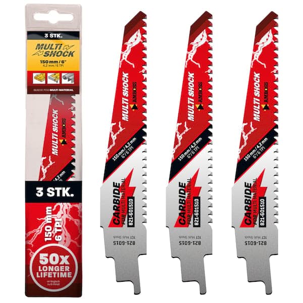 3x Amboss Multi Shock Säbelsägeblatt Länge 150 mm 6 ZpZ