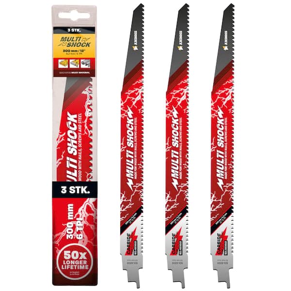 3x Amboss Multi Shock Säbelsägeblatt Länge 300 mm 6 ZpZ