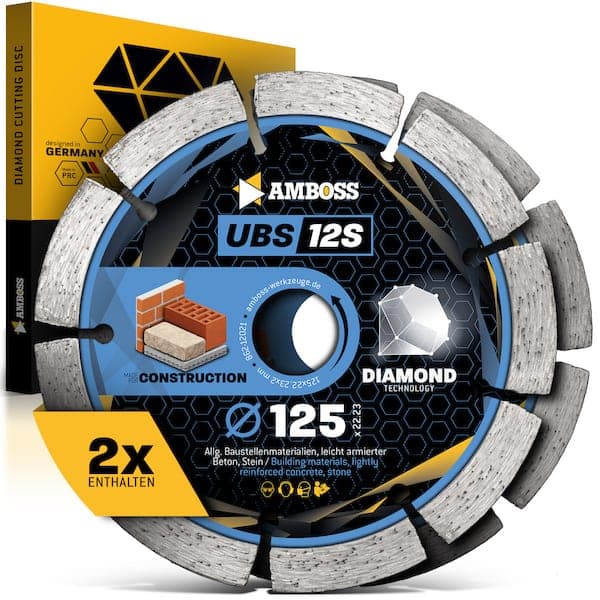 Amboss UBS 12S Diamant Trennscheiben Set für Mauerschlitzfräse (2 Stück) - 125 x 2 x 22.2