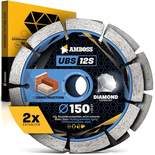 Amboss UBS 12S Diamant Trennscheiben Set für Mauerschlitzfräse (2 Stück) - 150 x 2.4 x 22.2