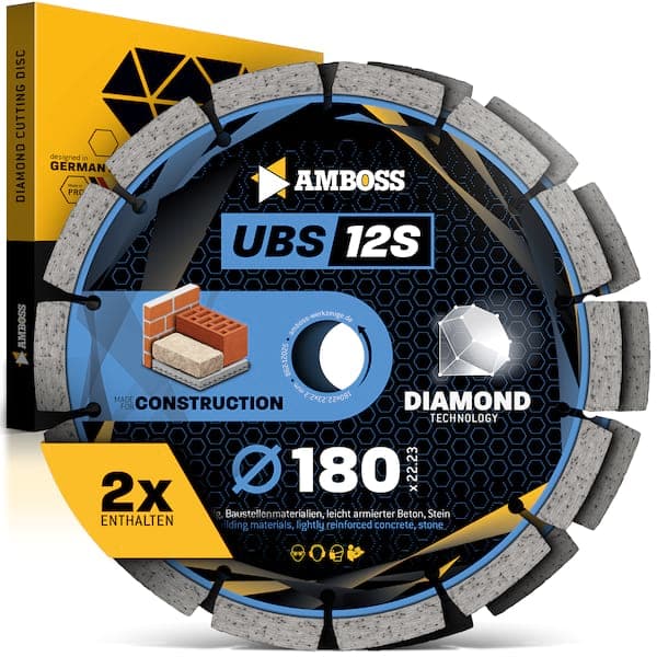 Amboss UBS 12S Diamant Trennscheiben Set für Mauerschlitzfräse (2 Stück) - 180 x 2.2 x 22.2