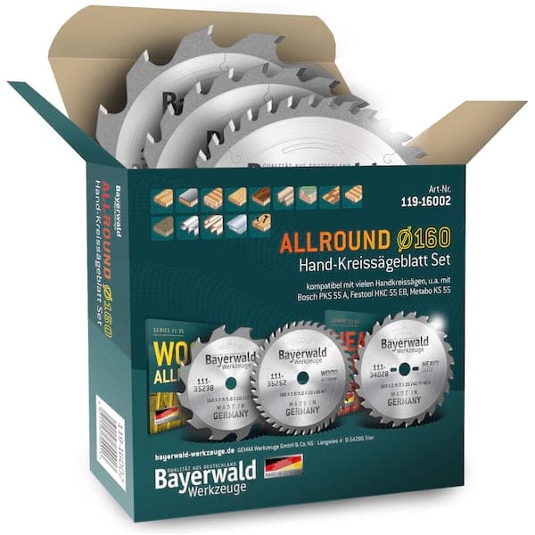 Bayerwald ALLROUND Ø160 Hand-Kreissägeblatt Set