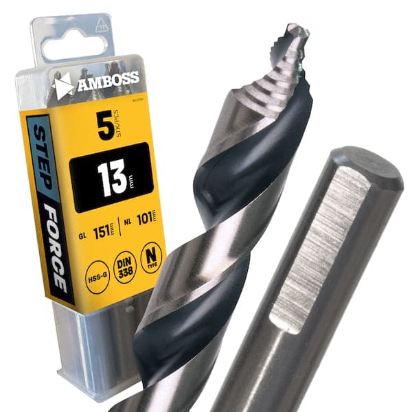 5 x HSS-G STEP Force Metallbohrer DIN 338 - Ø:13 mm