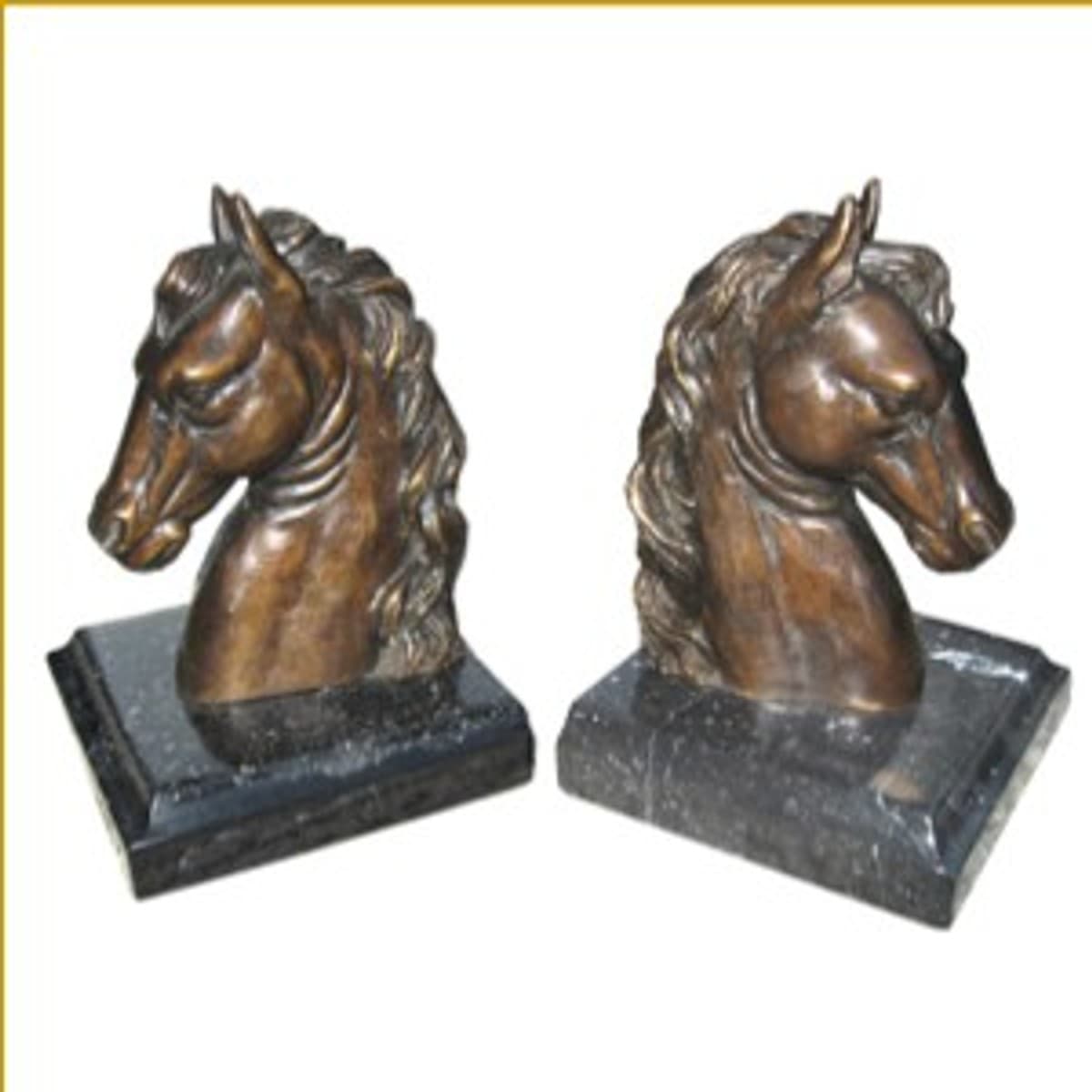 Casa Padrino Luxus Bücherstützen Pferdekopf Horse Head II aus Bronze auf Marmorsockel - Bücherstütze - Book End