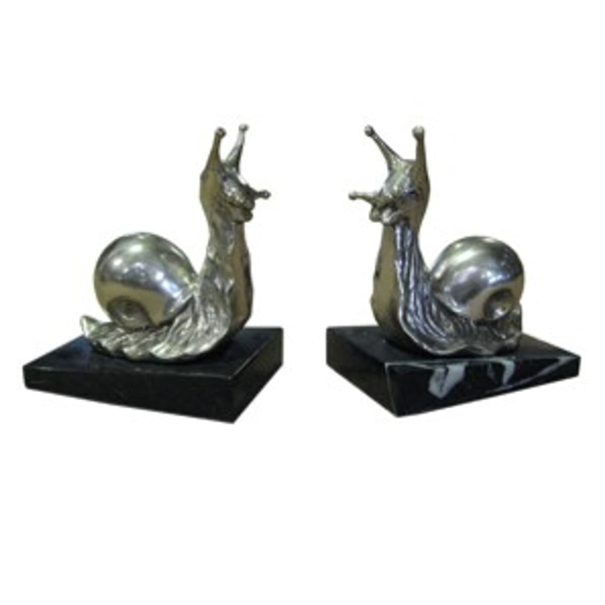 Casa Padrino Luxus Bücherstützen Art Deco Schnecken aus Bronze auf Marmorsockel - Bücherstütze - Book End