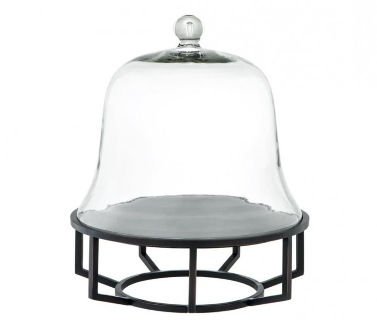 Casa Padrino Luxus Art Deco Kuchenglocke Bronze mit schwarzem Granit und Glasdeckel - Kuchen StÃ¤nder