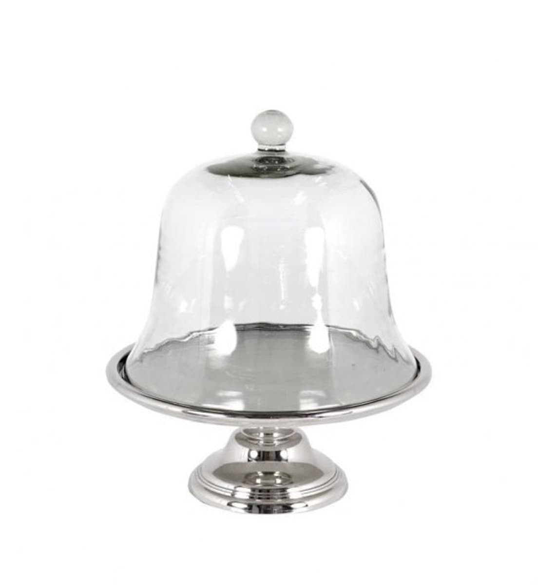 Casa Padrino Luxus Art Deco Kuchenglocke Nickel finish mit Glasdeckel - Kuchen StÃ¤nder