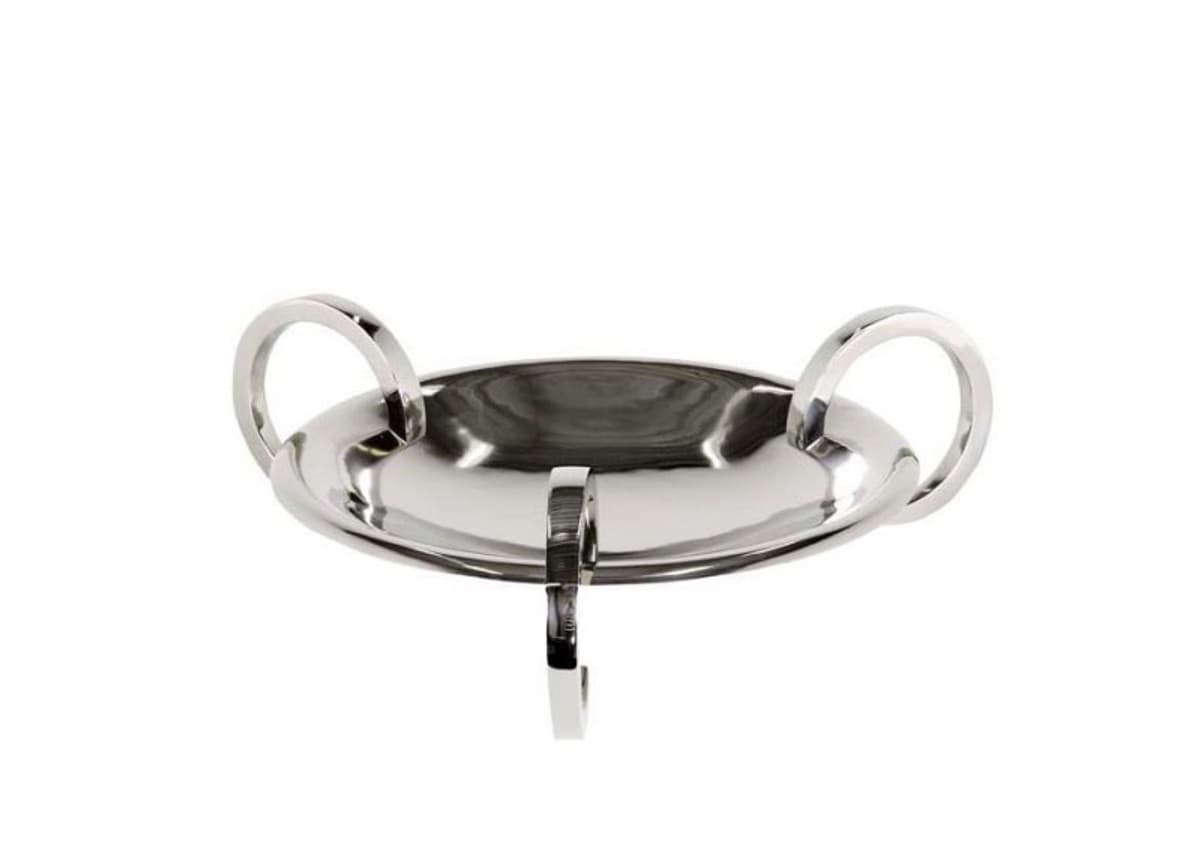 Casa Padrino Designer Servierplatte Nickel Finish 50 x H. 15 cm - flache Schale
