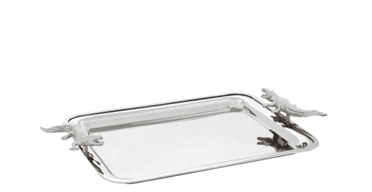 Casa Padrino Luxus Designer Krokodil Tablett 51 x 38 x H. 6 cm - Luxus Kollektion
