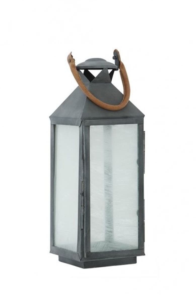 Casa Padrino Designer Deco Laterne Zink Finish 18 x 18 x H. 67 cm - Luxus Laterne