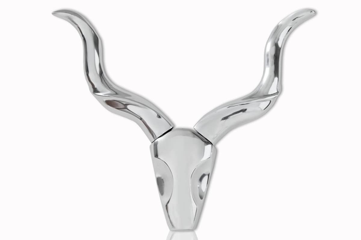 Designer Geweih Style Shine Deko Hirsch aus poliertem Aluminium Wandfigur Geweih Wandgeweih