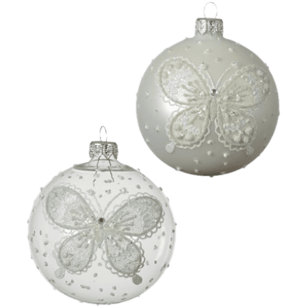 Decoris Glass Christmas bauble with butterfly