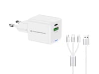 Conceptronic 2-Port 33W GaN USB-PD-Ladegerät mit 3-in-1-Ladekabel, USB-C x 1, USB-A x 1, QC 3.0, PPS