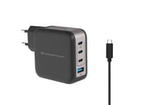 Conceptronic 4-Port 100W GaN USB-PD-Ladegerät mit USB-C-Ladekabel, USB-C x 3, USB-A x 1, QC 3.0, PPS