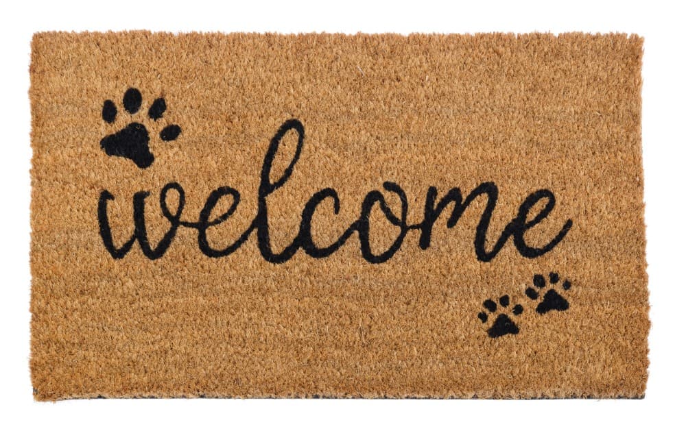 Wycieraczka pod drzwi „Welcome' z łapką 55 x 33 cm, brązowa