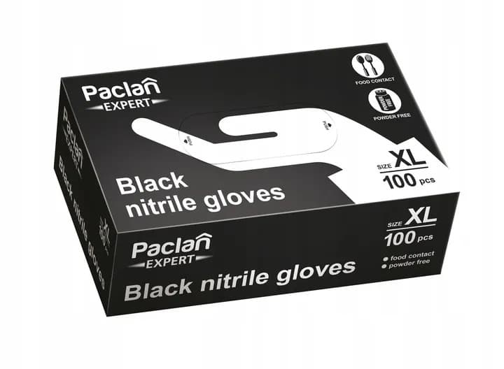 Paclan Expert Rękawiczki nitrylowe czarne rozmiar XL 100 szt.