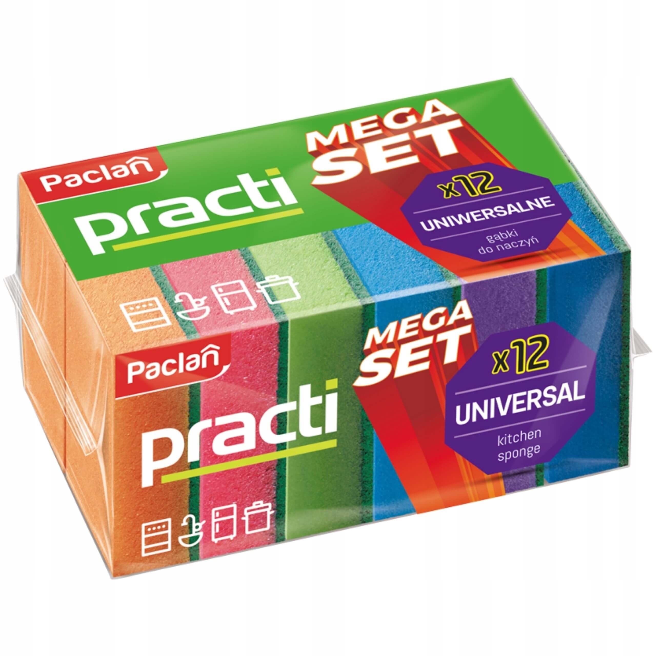 Paclan Mega Set Practi Gąbki do mycia naczyń 12 szt.