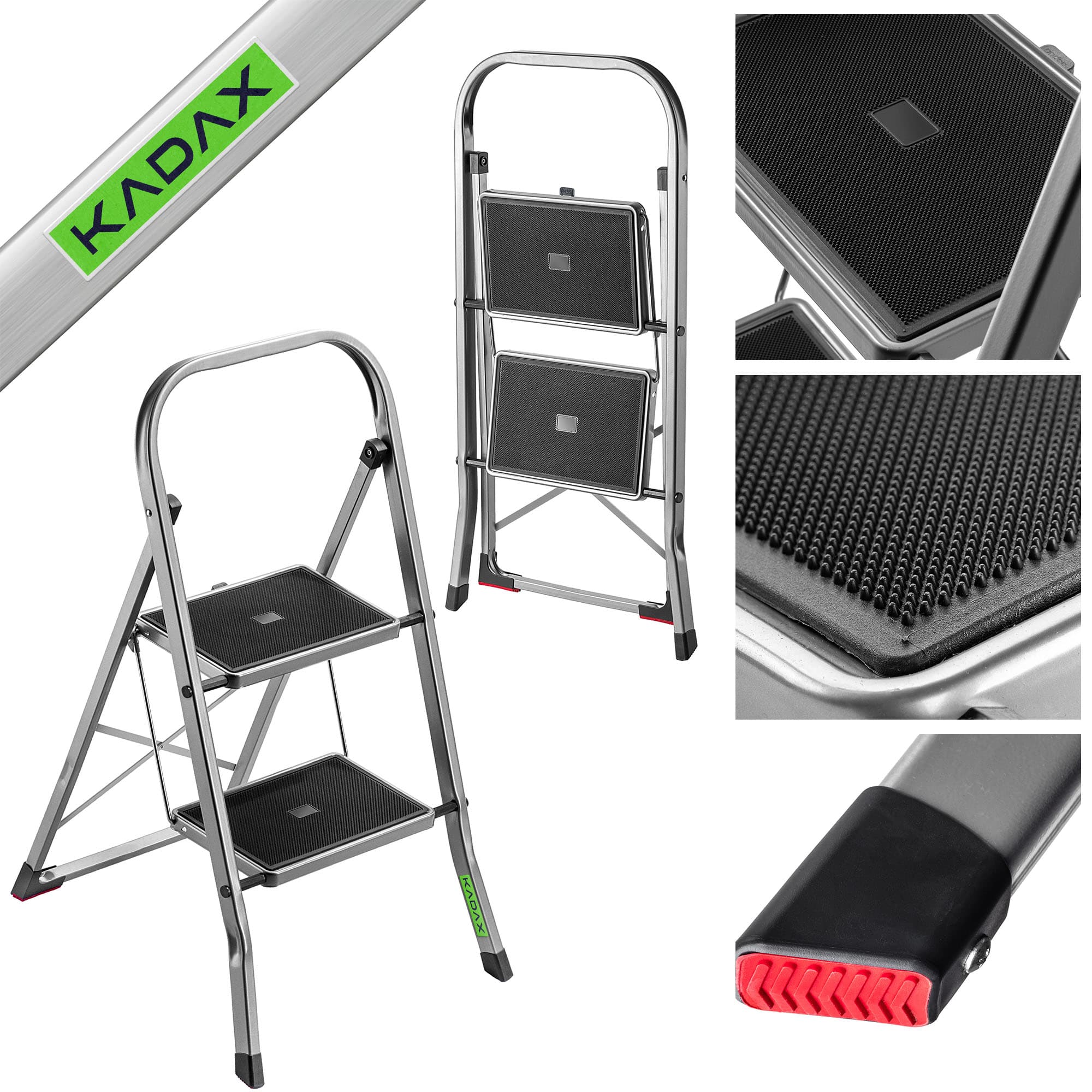 Drabinka aluminiowa Borne 2 stopnie, srebrna
