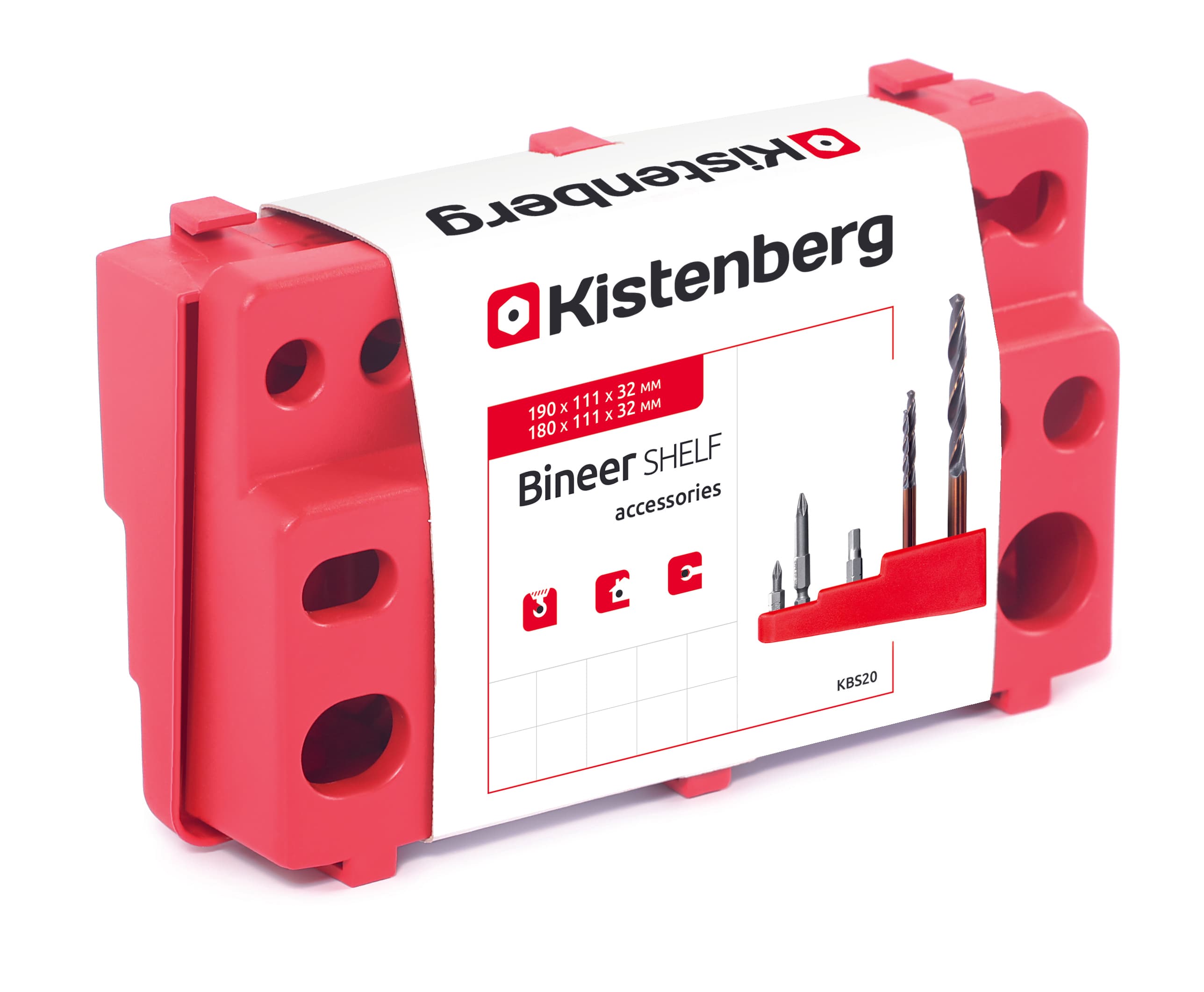 KISTENBERG Półka narzędziowa Bineer 20 x 2 - KBS20 - czerwony