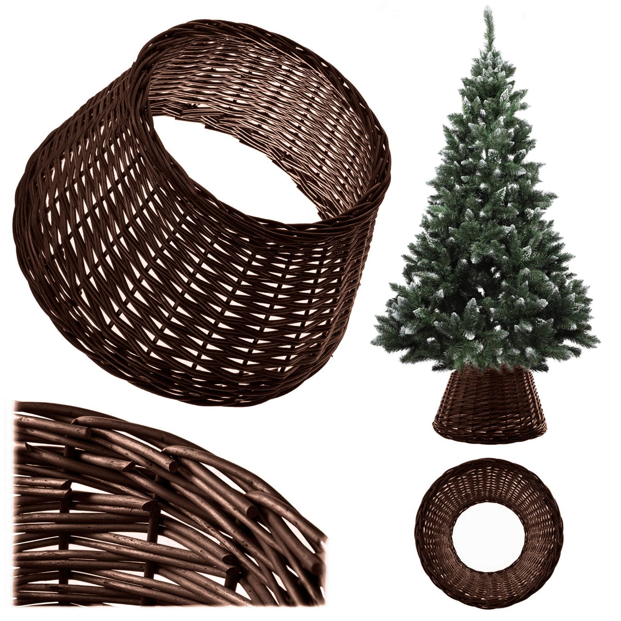Osłona wiklinowa choinkowa naturalna Aliano 46.5cm ciemna