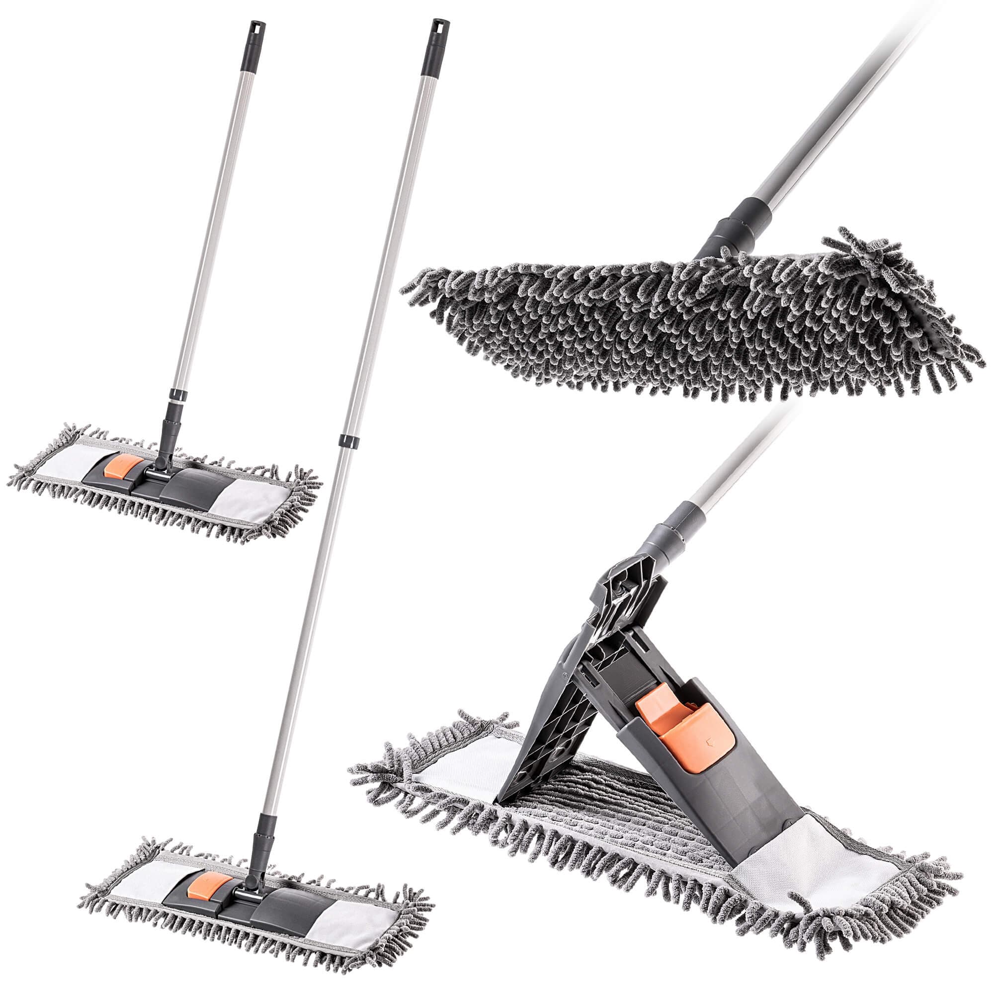Mop płaski z mikrofibry Vaux 120 cm szary