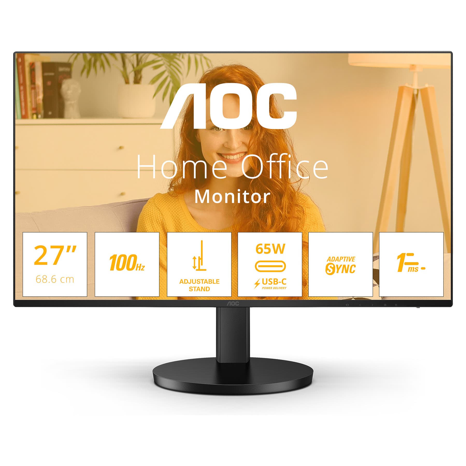 68.6cm/27 (2560x1440) AOC Q27B3CF2 16:9 QHD IPS 1ms 100Hz HDMI USB-C Speaker Black