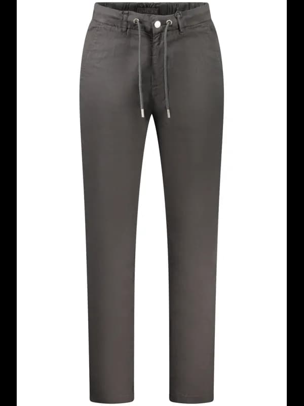 GUESS JEANS Schwarze Hose mit Kordelzug und Logo, 4 Taschen, Größe 34L32