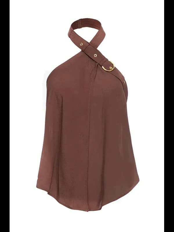 Pinko Damen Top Braun Ärmellos Viskose Frühling Sommer, Größe M