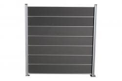 Kit complet clôture WPC / protection visuelle / clôture à emboîter, anthracite 1860 mm (hauteur) x 20 mm (épaisseur) x 1800 (largeur) mm, hauteur de la clôture y compris baguette centrale, départ et profilé de finition (kit complet série WoodoCasablanca s