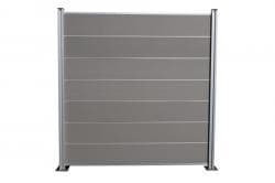 Kit complet clôture WPC / brise-vue / clôture à emboîter, gris 1860 mm (hauteur) x 20 mm (épaisseur) x 1800 (largeur) mm, hauteur de la clôture y compris baguette centrale, départ et profil de finition (kit complet série WoodoCasablanca sans poteaux)