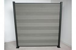 Kit complet Clôture WPC / Brise-vue / Clôture à emboîter, gris 1850 mm (hauteur) x 20 mm (épaisseur) x 1800 (largeur) mm, hauteur de la clôture y compris le départ et le profil de finition (série WoodoTexel sans poteaux)