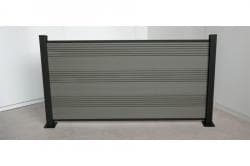 Kit complet clôture WPC / brise-vue / clôture à emboîter, gris 950 mm (hauteur) x 20 mm (épaisseur) x 1800 (largeur) mm, hauteur de la clôture y compris le départ et le profil de finition (série WoodoTexel sans poteaux)