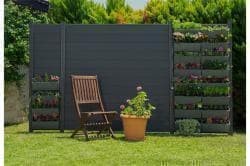 Mur de plantation modulaire pour clôture WPC, élément 90 cm (largeur) x 185 cm (hauteur), jeu de couleurs décoratif avec des fleurs ou utilisable comme parterre surélevé (Combinable avec WoodoTexel / WoodoCasablanca)